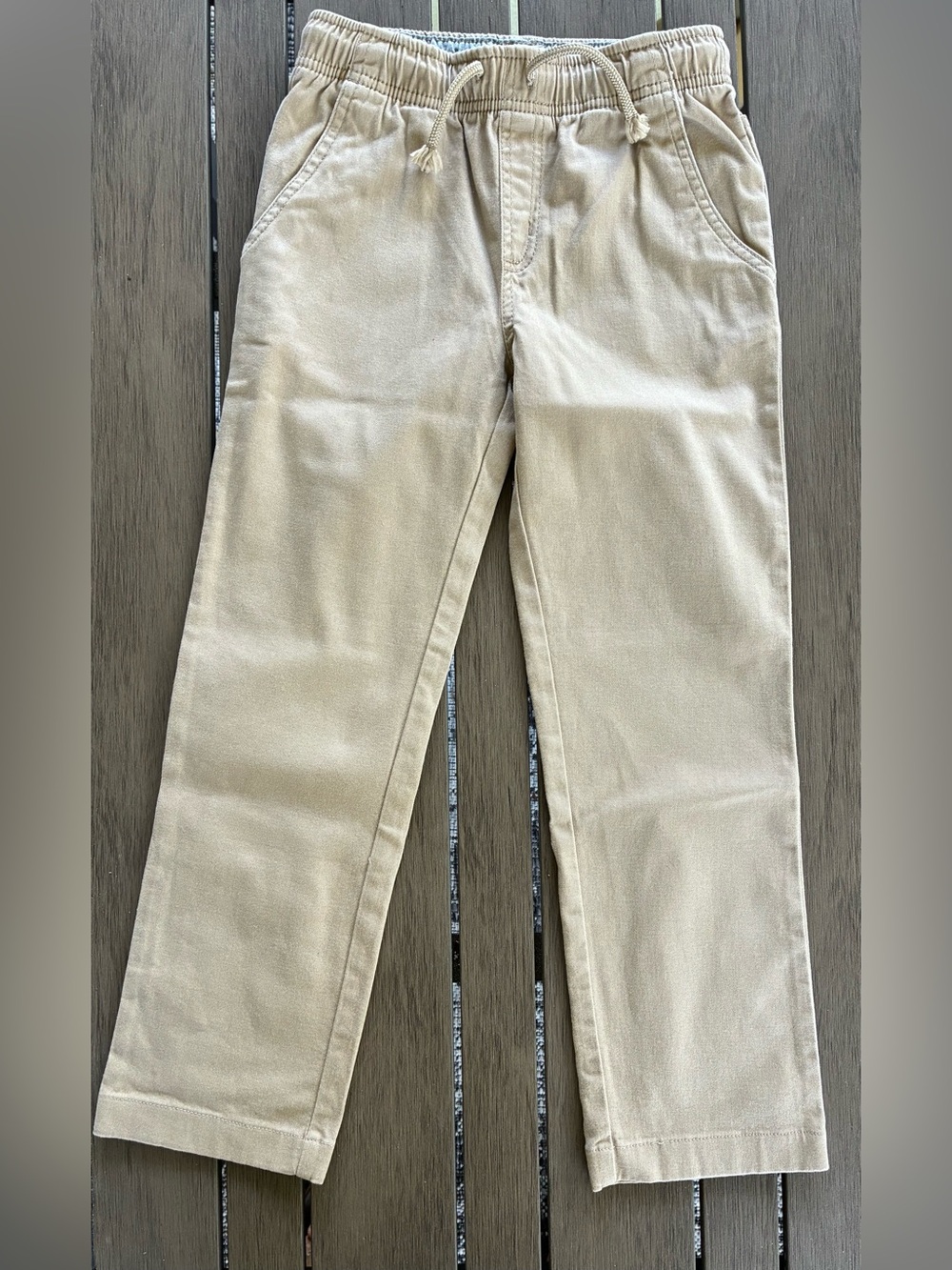 Wonder Nation Boys Size 8 Khaki Pants Elastic Waist Drawstring Chino